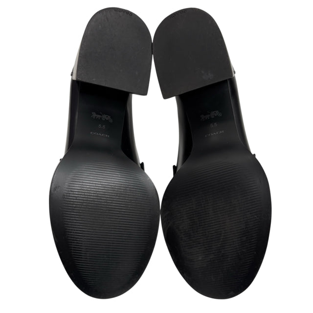 COACH Size 5 1/2 Black High Loafer Leather SHOE