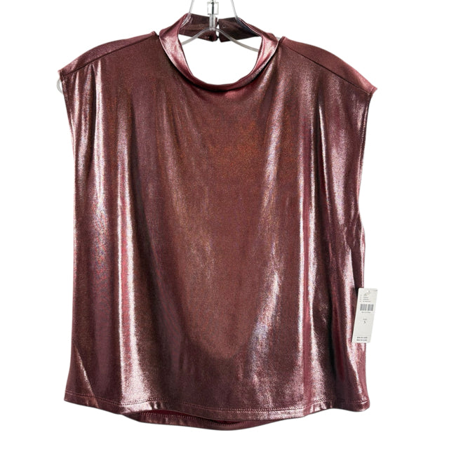 ANTHROPOLOGIE Size SMALL Dark Pink Sleeveless High Neck Shimmery NWT BLOUSE