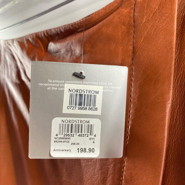 NORDSTROM Size 4 Clay Midi Leather SKIRT