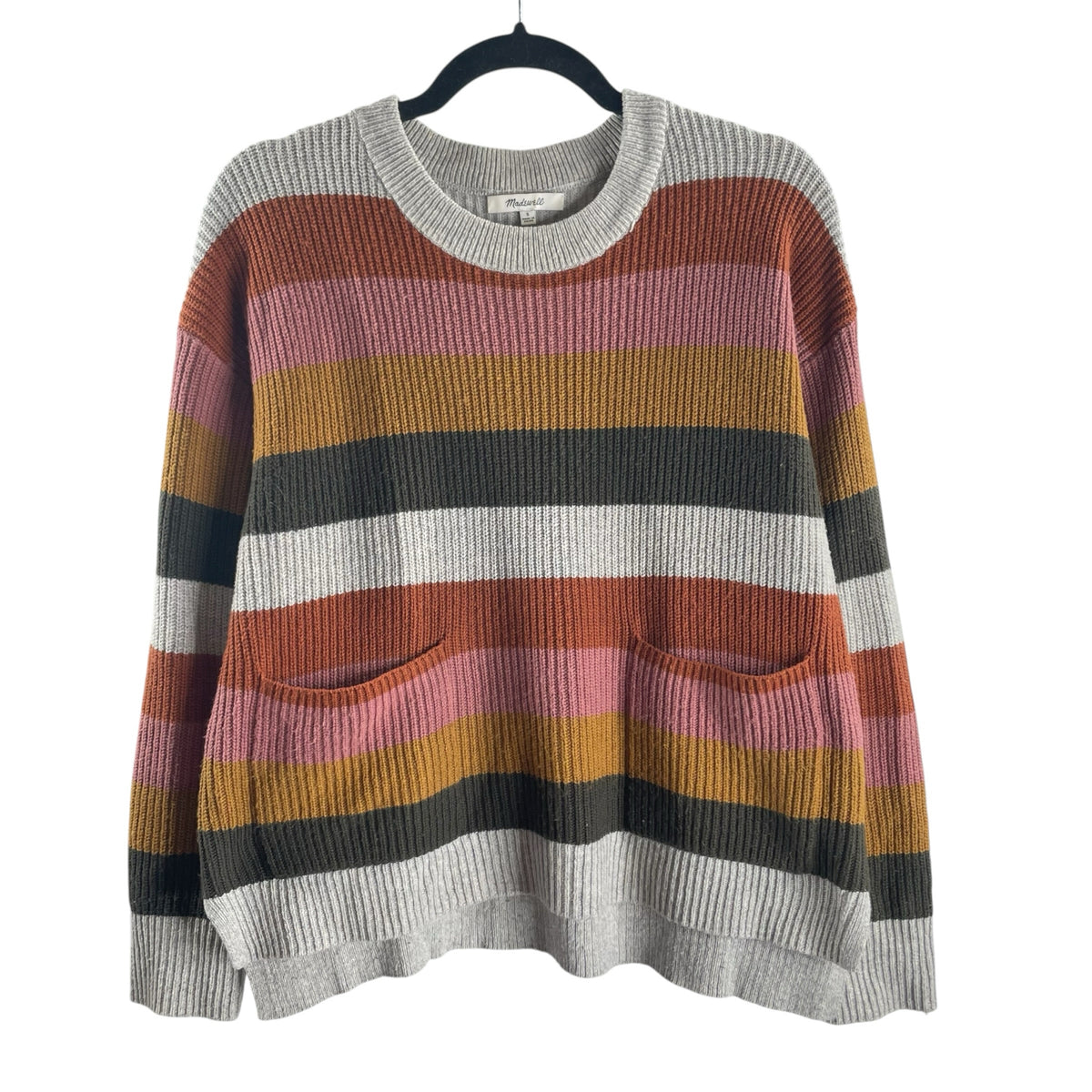 MADEWELL Size SMALL Multi Stripe Long Sleeve SWEATER