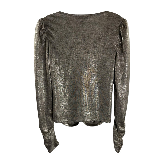 RACHEL ZOE Size MED Gold Long Sleeve Ruched Front TOP