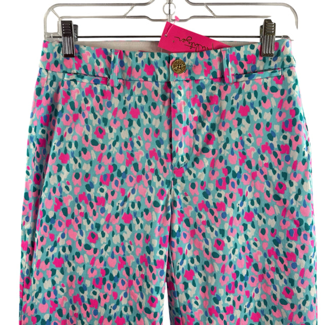 LILLY PULITZER Size 2 Blue/Pink Print Cotton NWT PANTS