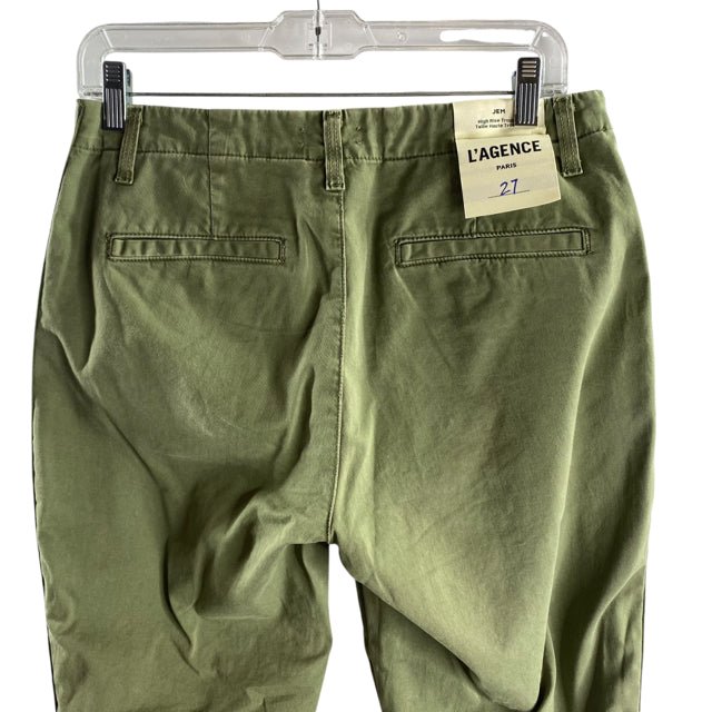 L'AGENCE Size 27 Olive Track Stripe Cotton NWT PANTS