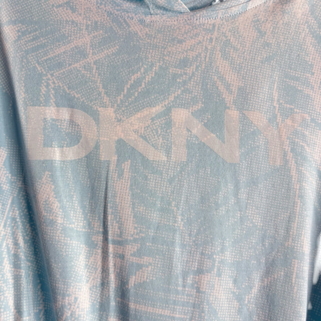 DKNY Size X-SMALL Blue/White Logo Long Sleeve Hoodie TOP