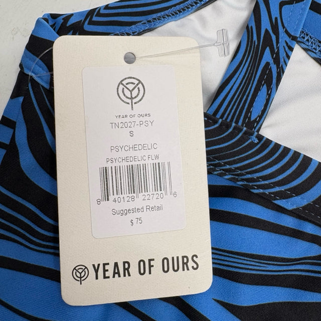 YEAR OF OURS Size SMALL Blue/Black Print ACTIVE TOP