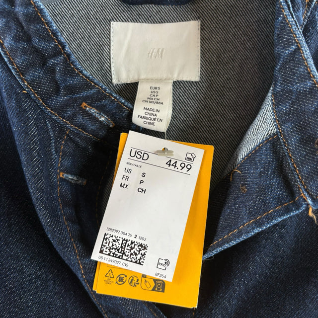 H & M Size SMALL Dark Blue Denim NWT JACKET