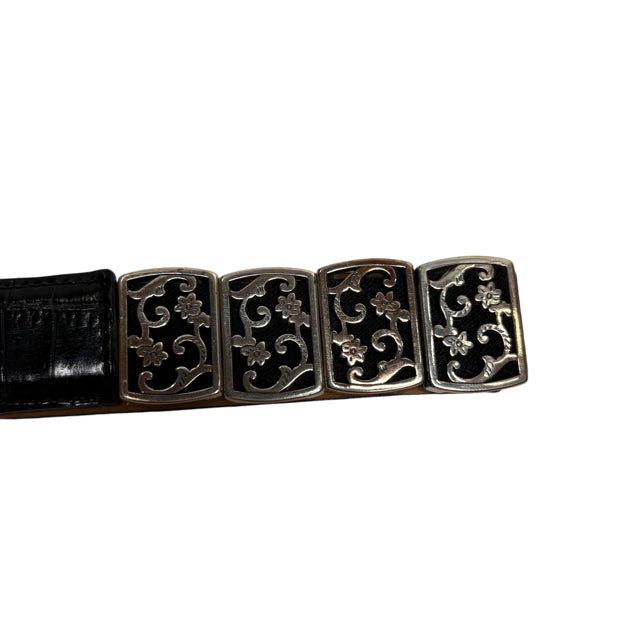 BRIGHTON Black/Silver Leather/Metal BELT
