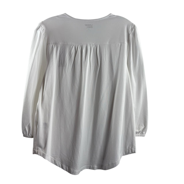 LANDS END Size X-SMALL White 3/4 Sleeve V-Neck Cotton Blend NWOT TOP