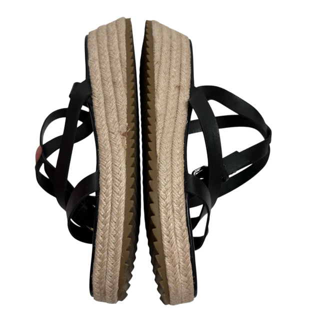 ZARA Size 40 Black Platform Sandal Rattan SHOE