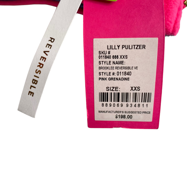 LILLY PULITZER Size XXS Navy/Pink Two Tone Zip-Front Fleece NWT VEST