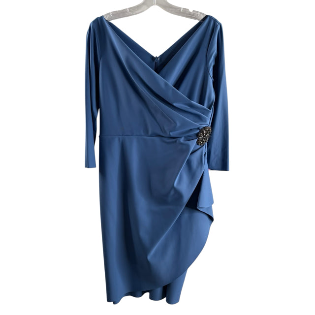 ALEX EVENING Size 10 Light Blue Gem Detail 3/4 Sleeve Stretch DRESS