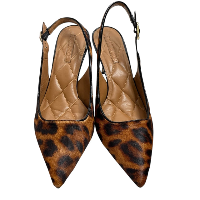 TALBOTS Size 9 1/2 Brown/Black Sling Calf Hair SHOE