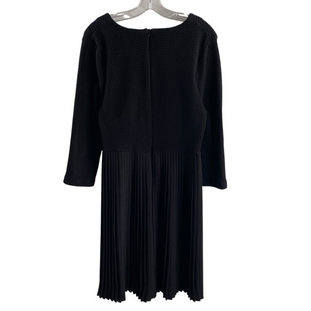 GANNI Size LARGE Black Textured 3/4 Sleeve Cotton DRESS