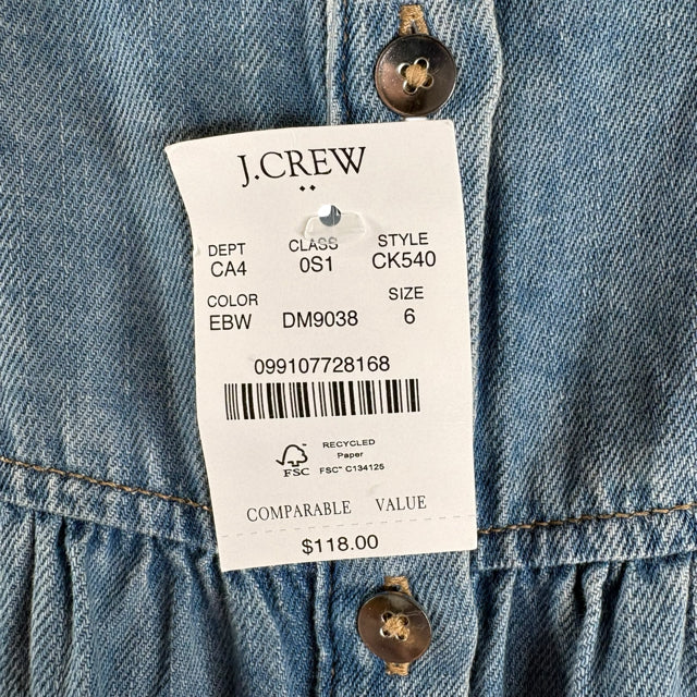 J CREW Size 6 Blue Cap Sleeve Denim NWT DRESS