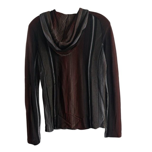 TORY BURCH Size X-SMALL Brown/Black Stripe Long Sleeve Hoodie TOP