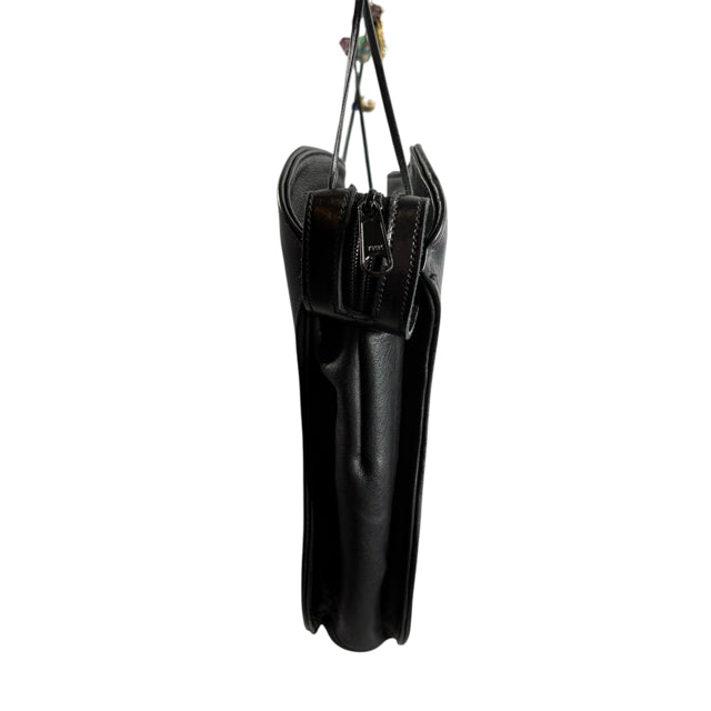 CAROL HEARTY Black Beaded Leather Cross Body PURSE
