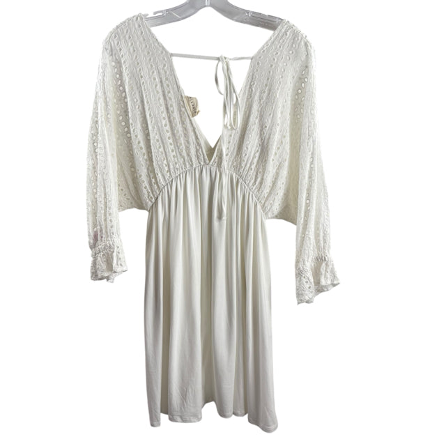 NINEXIS Size MEDIUM White Eyelet 3/4 Sleeve Polyester DRESS