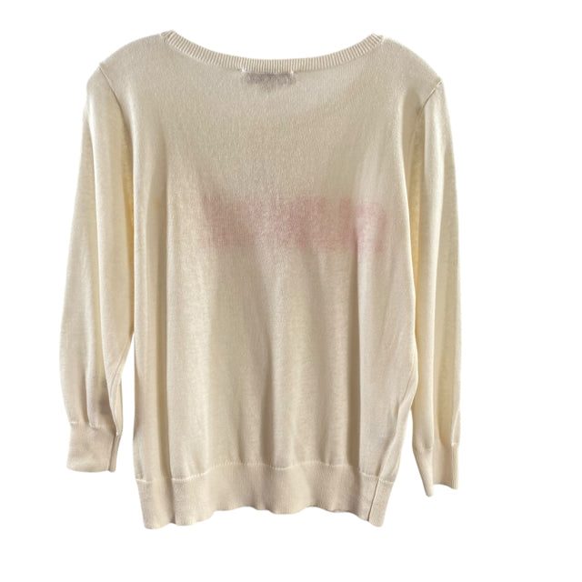 LOFT Size SMALL Cream Long Sleeve Crewneck Linen Blend NWT SWEATER