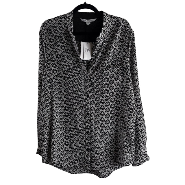 DVF Size 14 B/W Print Long Sleeve Tunic NWT BLOUSE