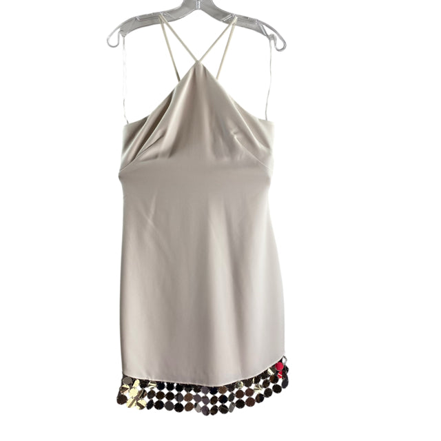 LIV FOSTER Size 8 Cream Hem Detail Strappy Polyester Blend DRESS