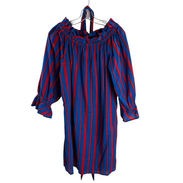 PRINTFRESH Size MED Red/Blue Stripe 3/4 Sleeve DRESS