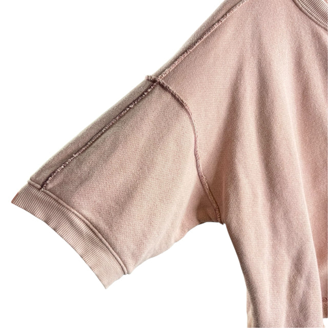 FREE PEOPLE Size SMALL Pink Short Sleeve Sweatshirt TOP