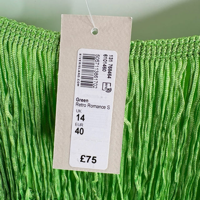 RIVER ISLAND Size 14 Green Loops Strappy Polyester NWT DRESS