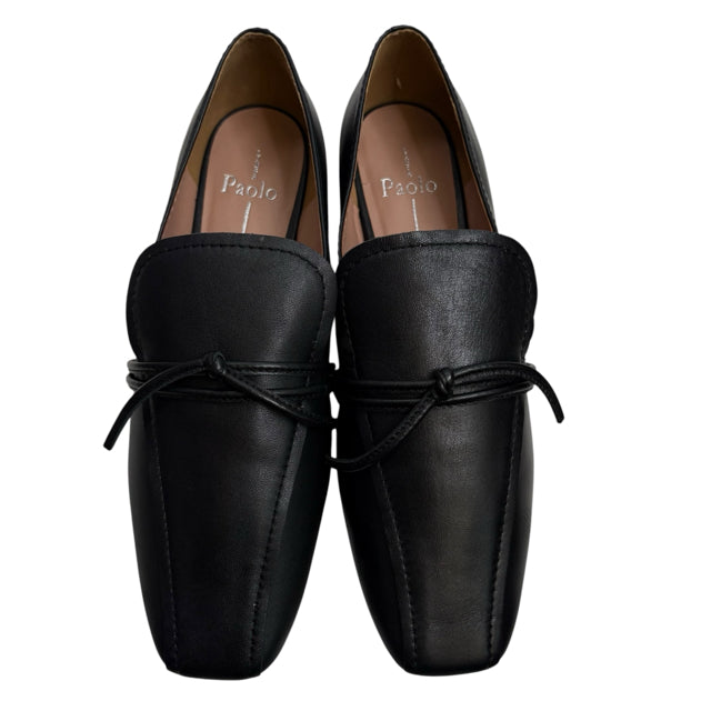 PAOLO Size 9 1/2 Black Loafer Leather SHOE