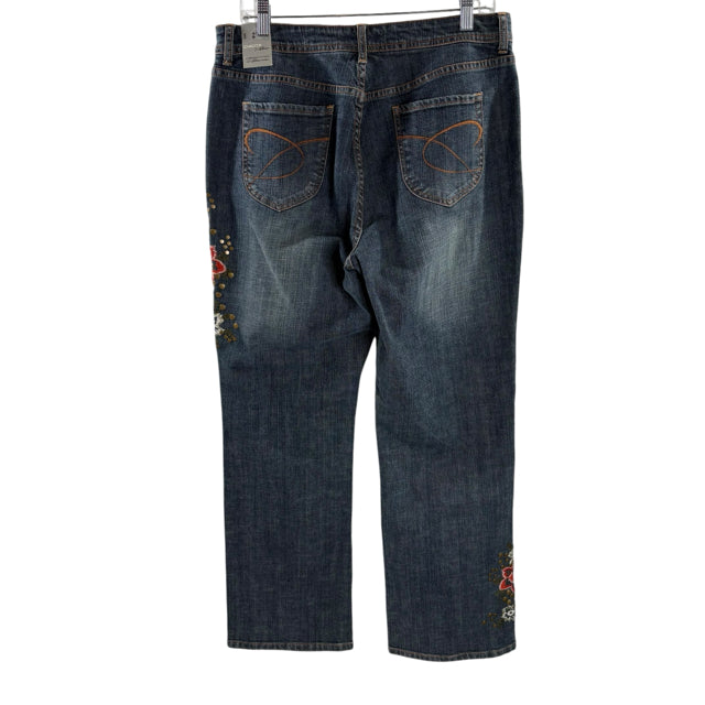 CHICOS Size CHICOS 2 Blue Embellished NWT JEANS