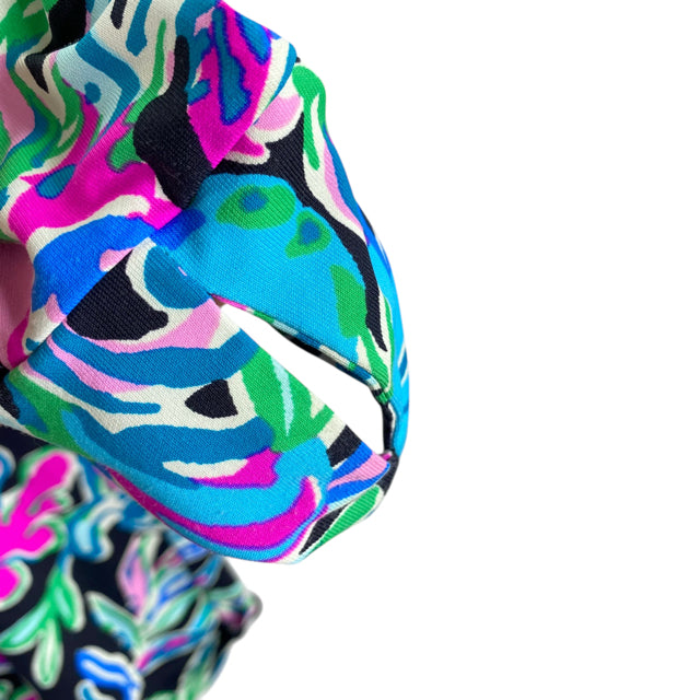 LILLY PULITZER Size SMALL Black/Multi Print Long Sleeve Nylon Blend DRESS