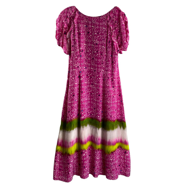 TANYA TAYLOR Size 8 Pink/Multi Print Short Sleeve Silk DRESS