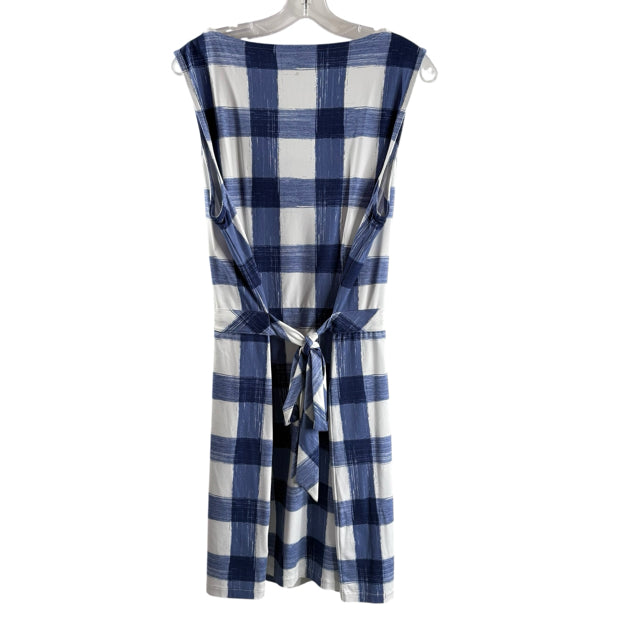 VINEYARD VINES Size X-LARGE White/Blue Plaid Sleeveless Nylon Blend DRESS