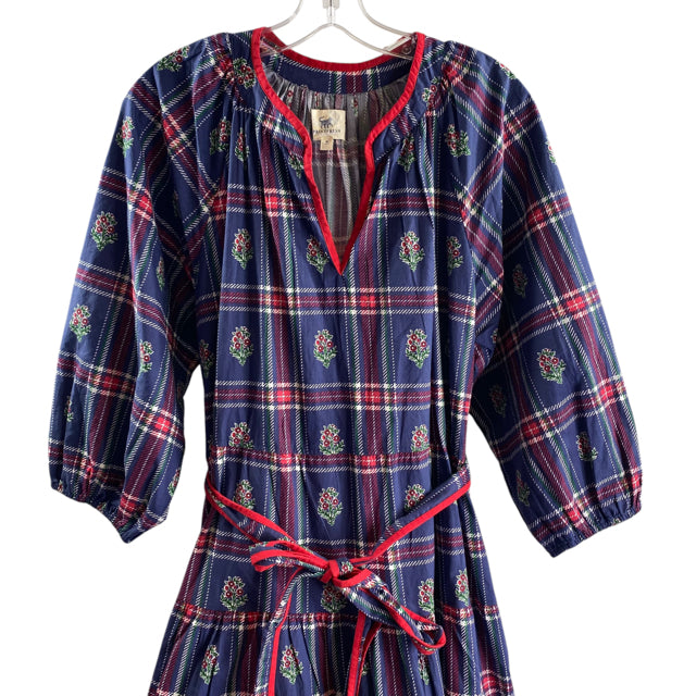 PRINTFRESH Size MEDIUM Navy/Red Print 3/4 Sleeve Cotton DRESS