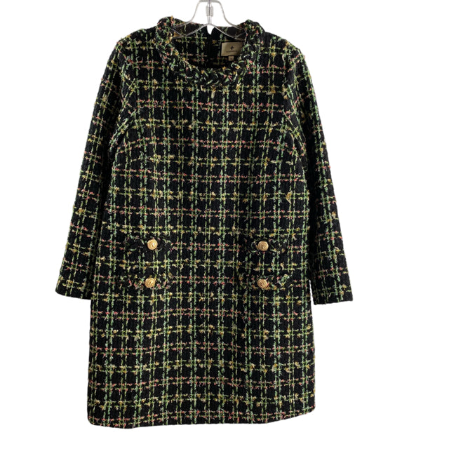 TUCKERNUCK Size MEDIUM Black/Green Boucle Long Sleeve Polyester DRESS