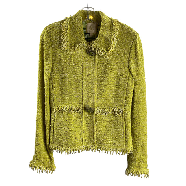 ST JOHN Size 8 Green Tweed Long Sleeve BLAZ / JKT