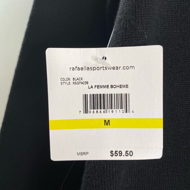 RAFAELLA Size MEDIUM Black Zippers Long Sleeve SWEATER