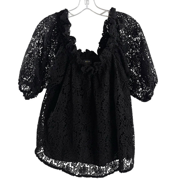 ANTHRO // MAEVE Size SMALL Black Lace 3/4 Sleeve Peasant Polyester TOP
