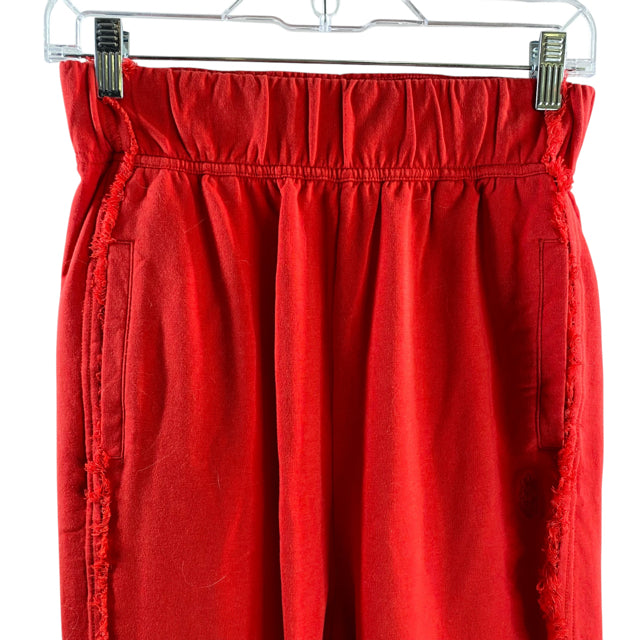 FP MOVEMENT Size X-SMALL Red Frayed Edge Cotton Blend ACTIVE PANT