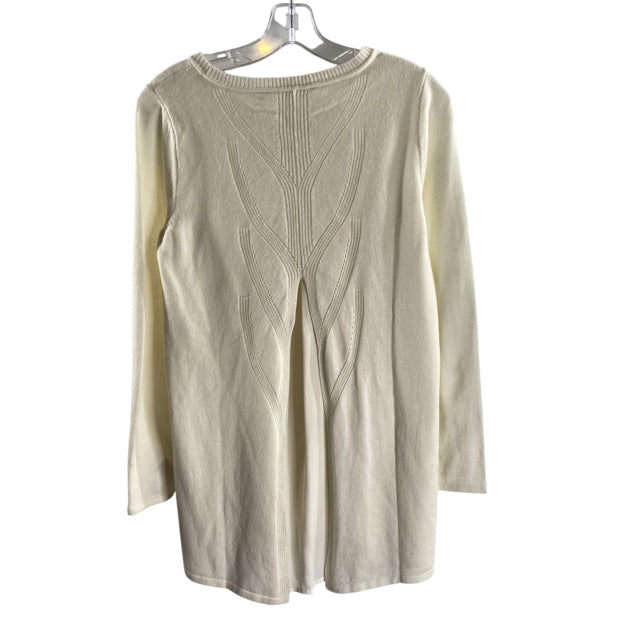 SOFT SURROUNDINGS Size X-SMALL Cream Long Sleeve Back Details Wool Blend SWEATER