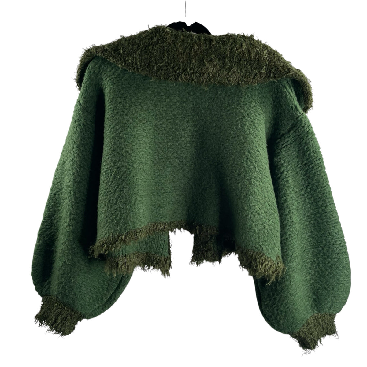 FREE PEOPLE Size SMALL Green Long Sleeve Shaggy Plush TOP