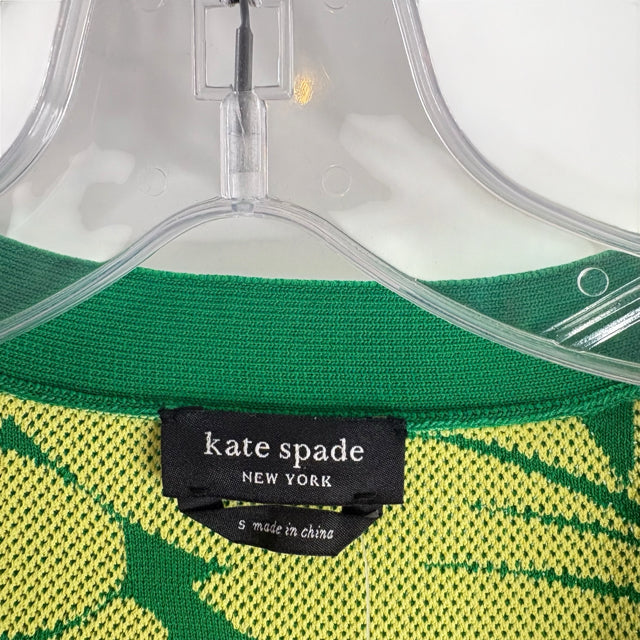 KATE SPADE Size SMALL Green/YW Large Floral Long Sleeve Cardigan NWT SWEATER
