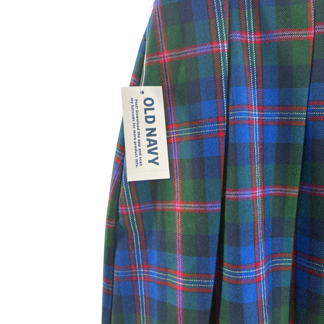 OLD NAVY Size PETITE MEDIUM Navy/Multi Plaid Mini Pleats Polyester Blend SKIRT