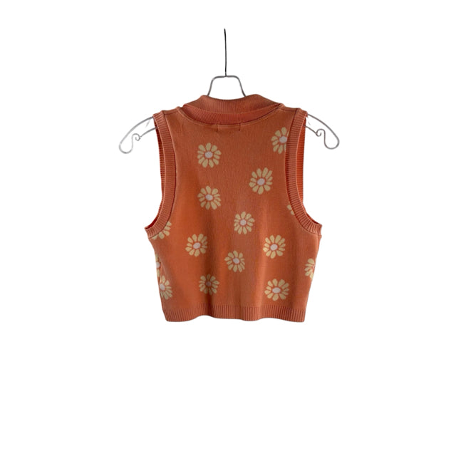 ALTAR'D STATE Size MEDIUM Peach/Yellow Flowers Sleeveless Vest SWEATER