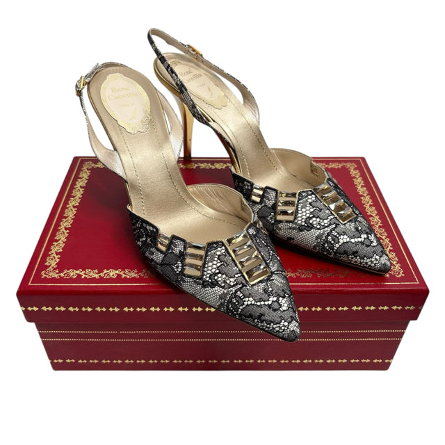 RENE CAOVILLA Size 39 Beige/Black Evening NWT SHOE