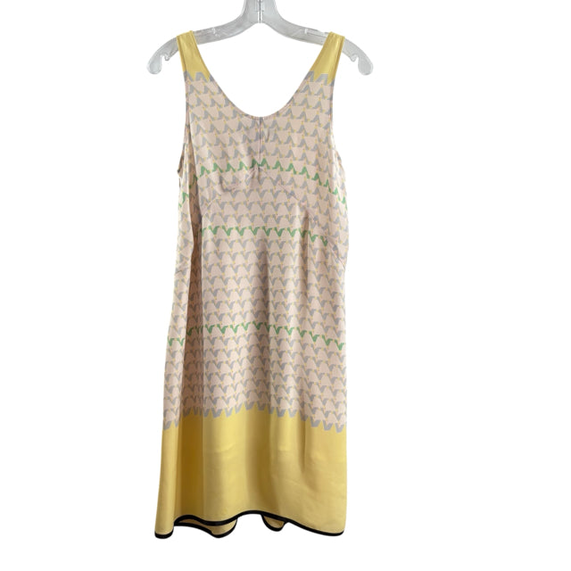 MARC JACOBS Size 6 Cream/Yellow Print Sleeveless Silk DRESS
