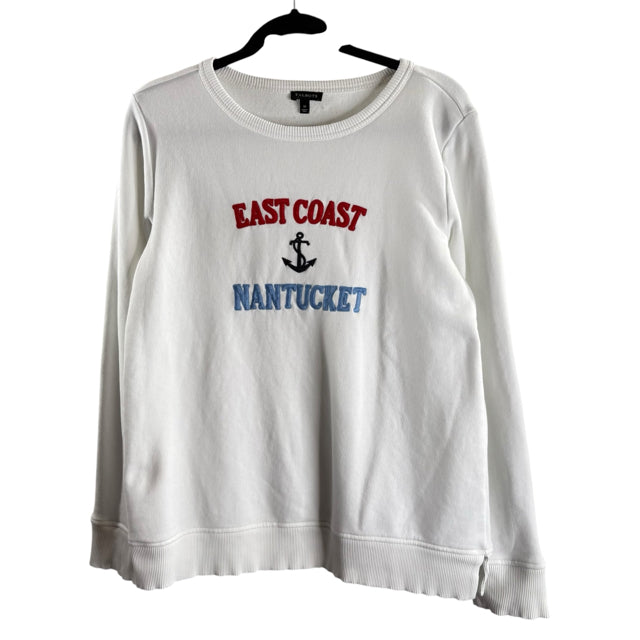 TALBOTS Size MED White Long Sleeve TOP