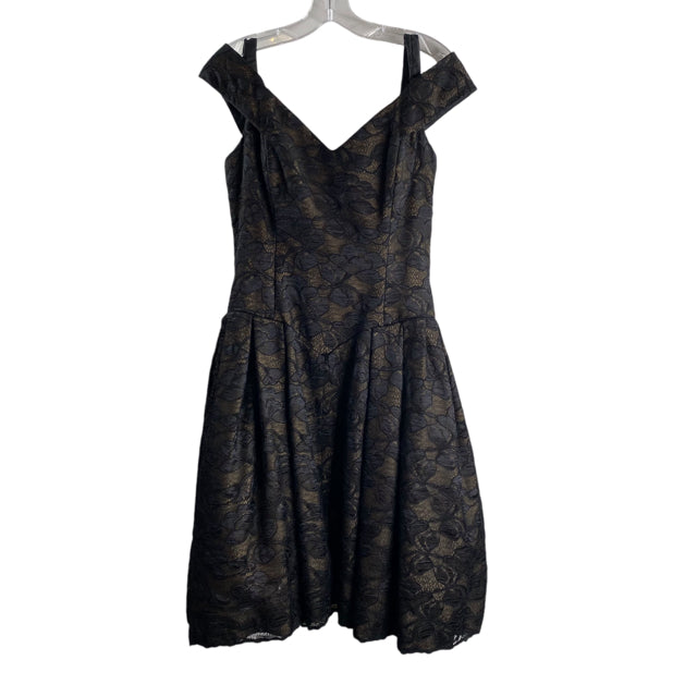 VICTOR COSTA Size 10 Black Lace Overlay Sleeveless Lace Vintage DRESS
