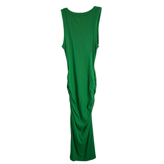 MICHAEL STARS Size MEDIUM Green Ruched Sleeveless Cotton Blend DRESS