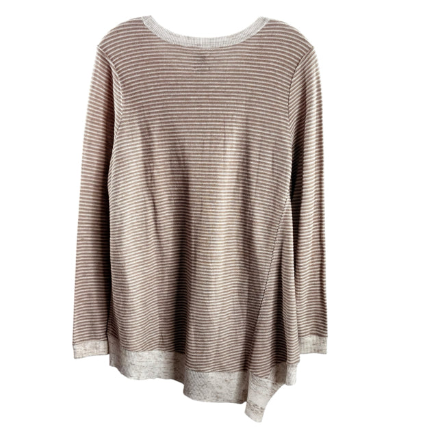 NIC & ZOE Size MED Tan/White Stripe Long Sleeve NWT SWEATER