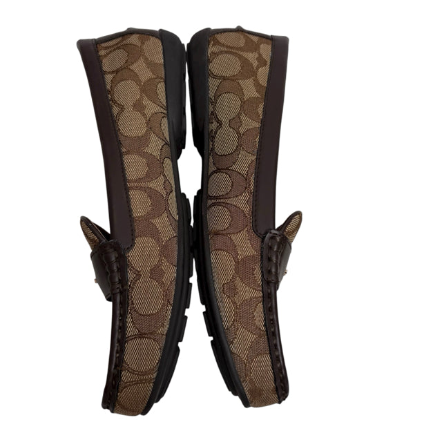 COACH Size 8 Brown/Tan Loafer Monogram SHOE